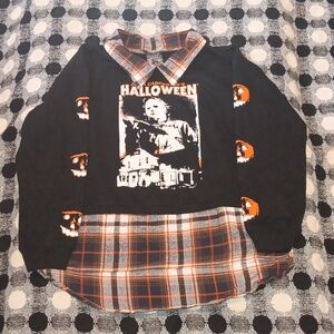 Halloween Graphic Plaid Shirt